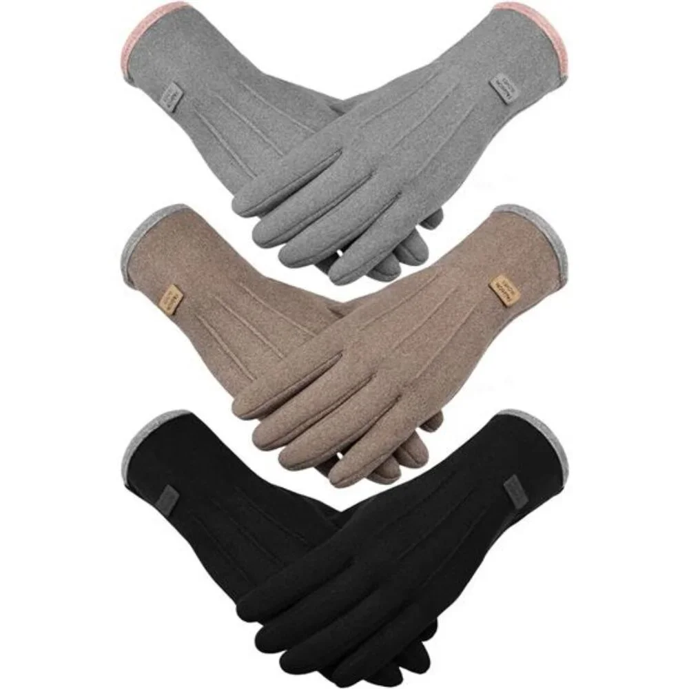 3 Pairs Women's Winter Gloves with Fleece Lining Thermal Touch Screen